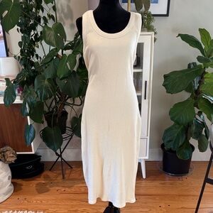 Emerson Fry Cream Ribbed Knit Midi Dress